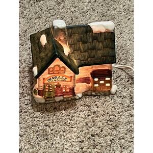 BRINN’S Marley Scrooge  Village Dickens Lighted Illuminated HouseCeramic Vtg